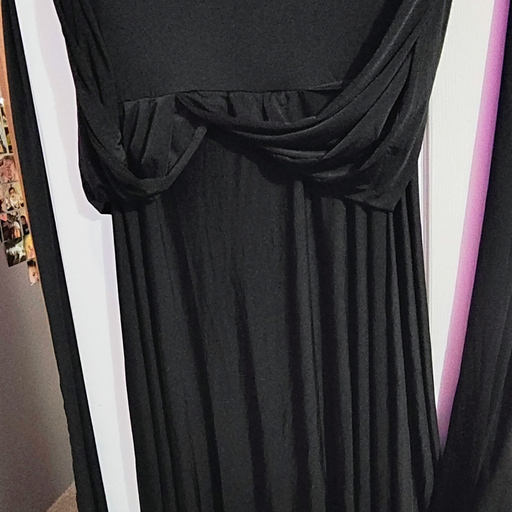 Ashley Stewart Black Draped Maxi Dress